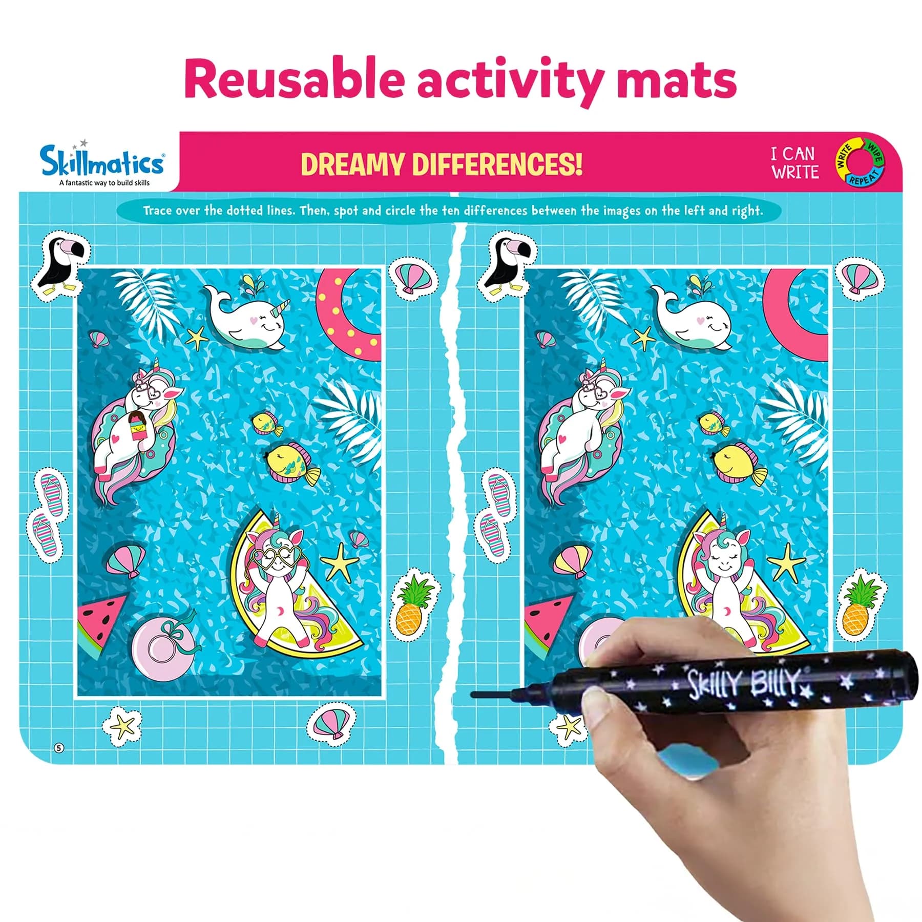 Skillmatics I Can Write Unicorn Edition Learning Activity for Preschoolers | 6 Activity Mats - view 3
