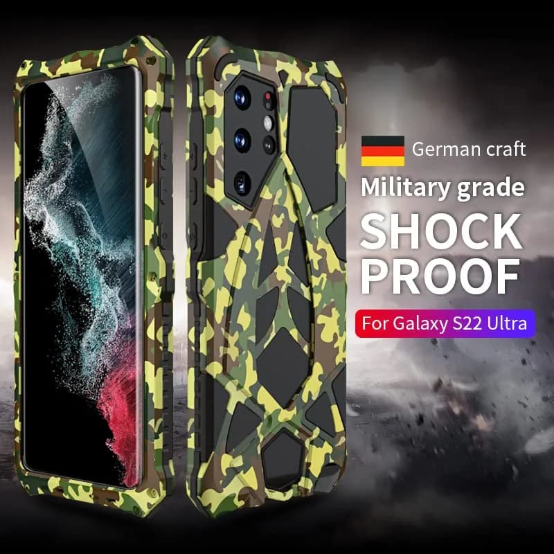 Lunivop Heavy Duty Metal Camouflage Case for Samsung Galaxy S22 Ultra (6.8 inch) | SGS-Tested Drop Protection thumbnail 11