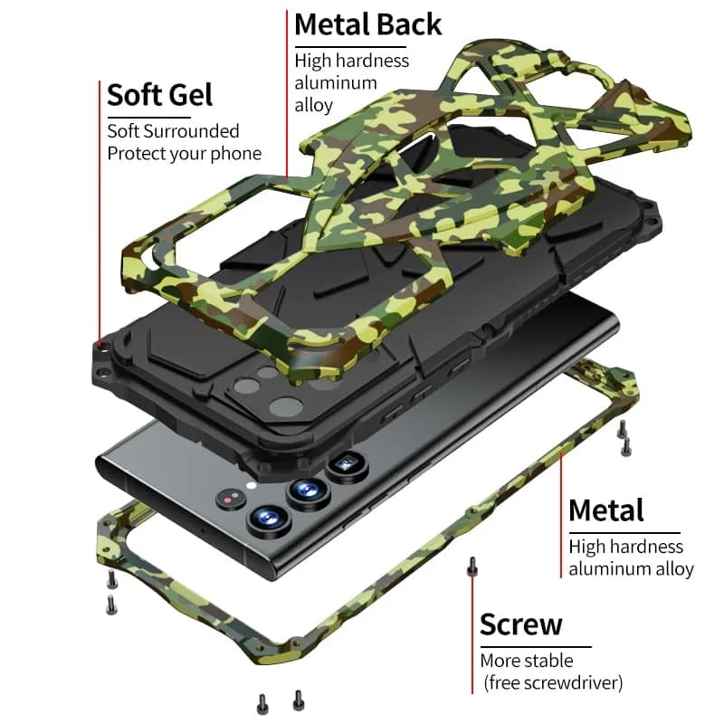 Lunivop Heavy Duty Metal Camouflage Case for Samsung Galaxy S22 Ultra (6.8 inch) | SGS-Tested Drop Protection thumbnail 7