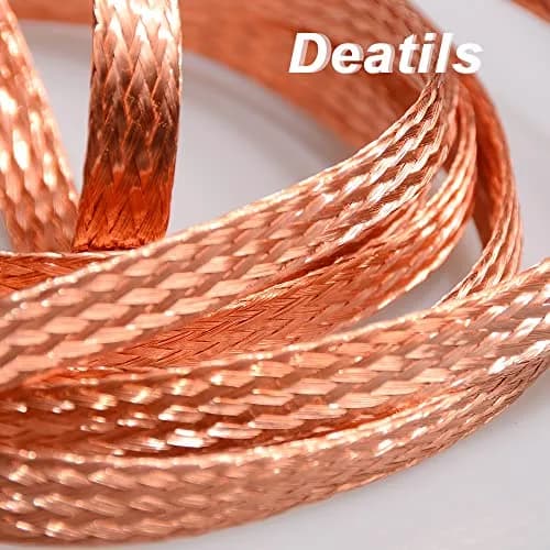 QuQuyi Copper Braided Ground Strap 3m (9.84ft) x 12mm (1/2") Flat Tinned Copper Wire | Flexible Bonding Connector for Grounding & Shielding thumbnail 4