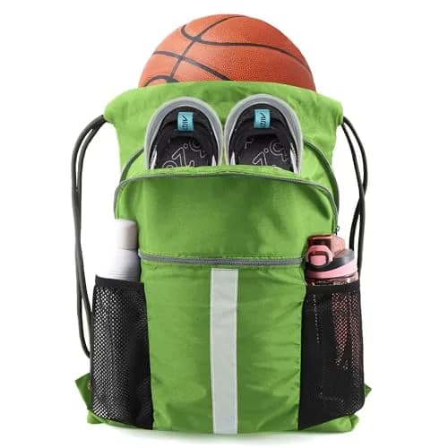 BeeGreen Fruit Green Drawstring Backpack with Shoe Compartment & Pockets 3800 cu in (50.8 L) | Water-Resistant Oxford Fabric thumbnail 1