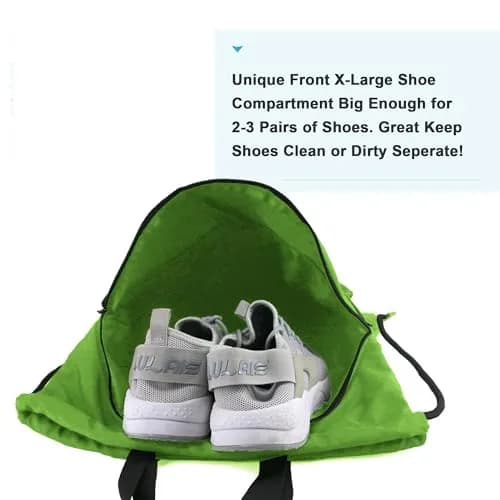 BeeGreen Fruit Green Drawstring Backpack with Shoe Compartment & Pockets 3800 cu in (50.8 L) | Water-Resistant Oxford Fabric thumbnail 3
