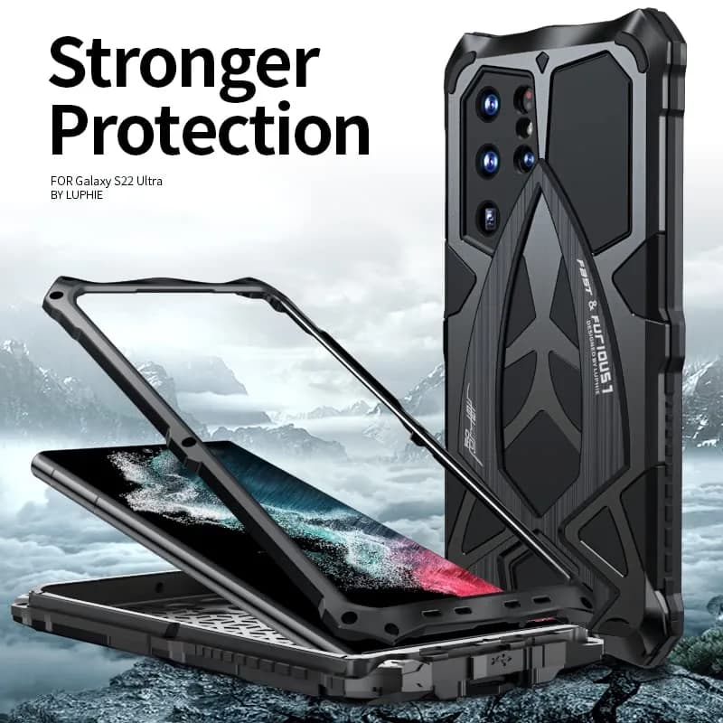 Lunivop Heavy Duty Metal Case for Samsung Galaxy S22 Ultra (6.8 inch) | Military Grade Protection thumbnail 6