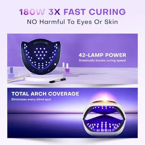 Gugusure 180W UV LED Nail Lamp Dryer for Gel Polish 8x9x4 Inch | Fast Curing with 42 Beads & Smart Sensor thumbnail 6