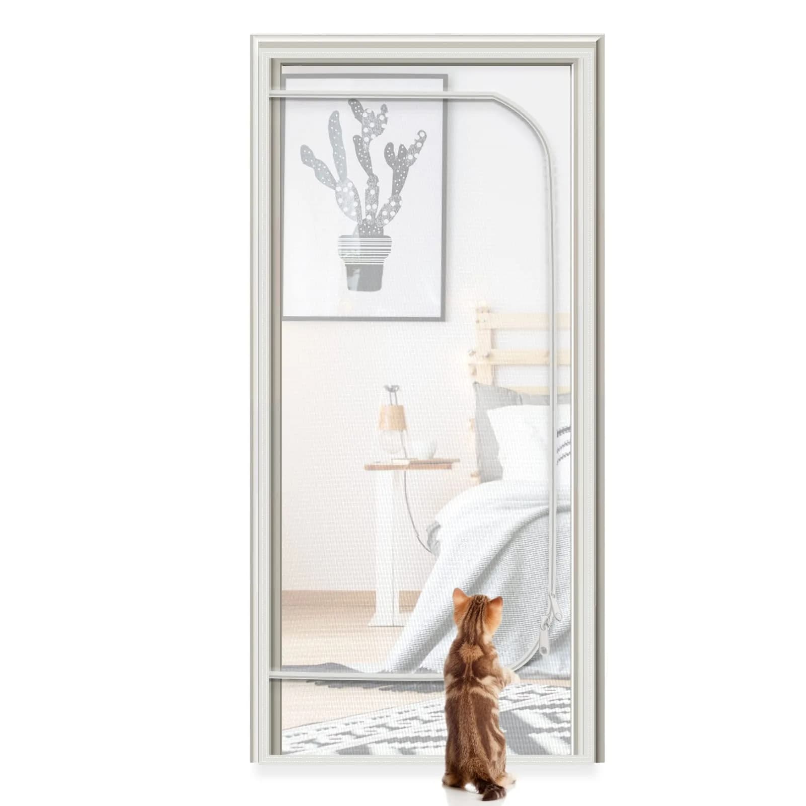 BOUTICOL Cat Resistant Mesh Screen Door 218 cm (86") | Nano-Mesh with Zipper for Balcony & Patio Doors - main product image
