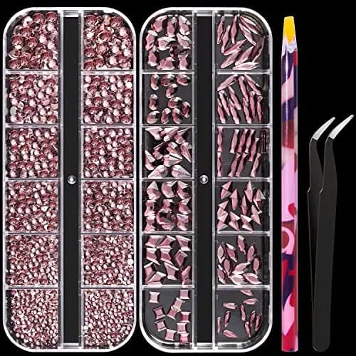 BELLEBOOST Multi Shapes Light Purple 3D Glass Crystal Nail Art Rhinestones Kit with Pickup Pen & Tweezer | Vibrant Glitter for Nail & Craft Decor thumbnail 1