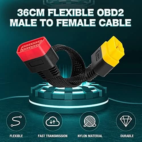 LAUNCH OBD2 Extension Cable 36cm (1.2FT) | Bendable 16-Pin Male to Female Cord thumbnail 3