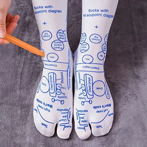 Broman Reflexology Socks for Foot Massage, Men's Size (1 Pair, Cotton) | Acupressure Pen Included thumbnail 4