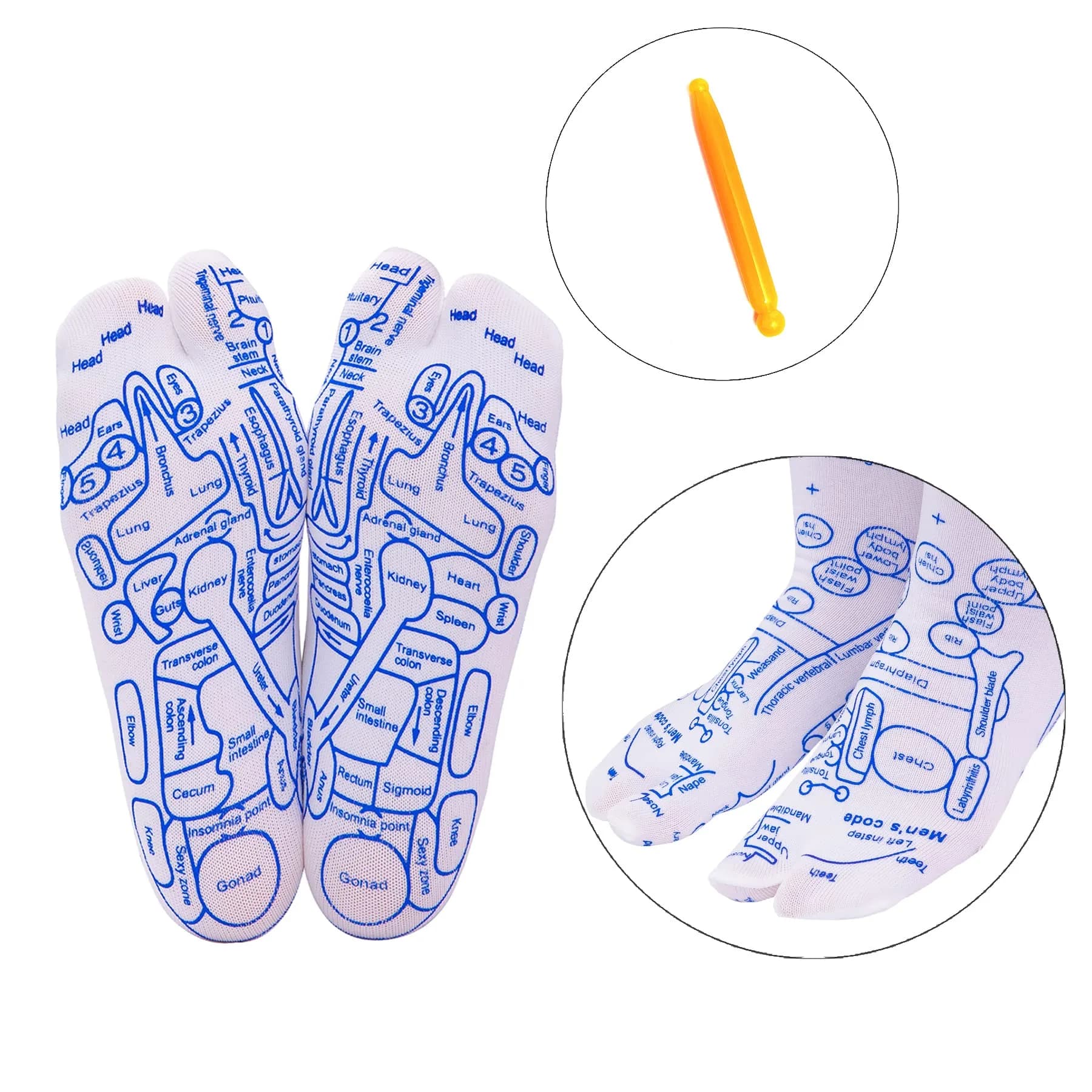 Broman Reflexology Socks for Foot Massage, Men's Size (1 Pair, Cotton) | Acupressure Pen Included - view 2