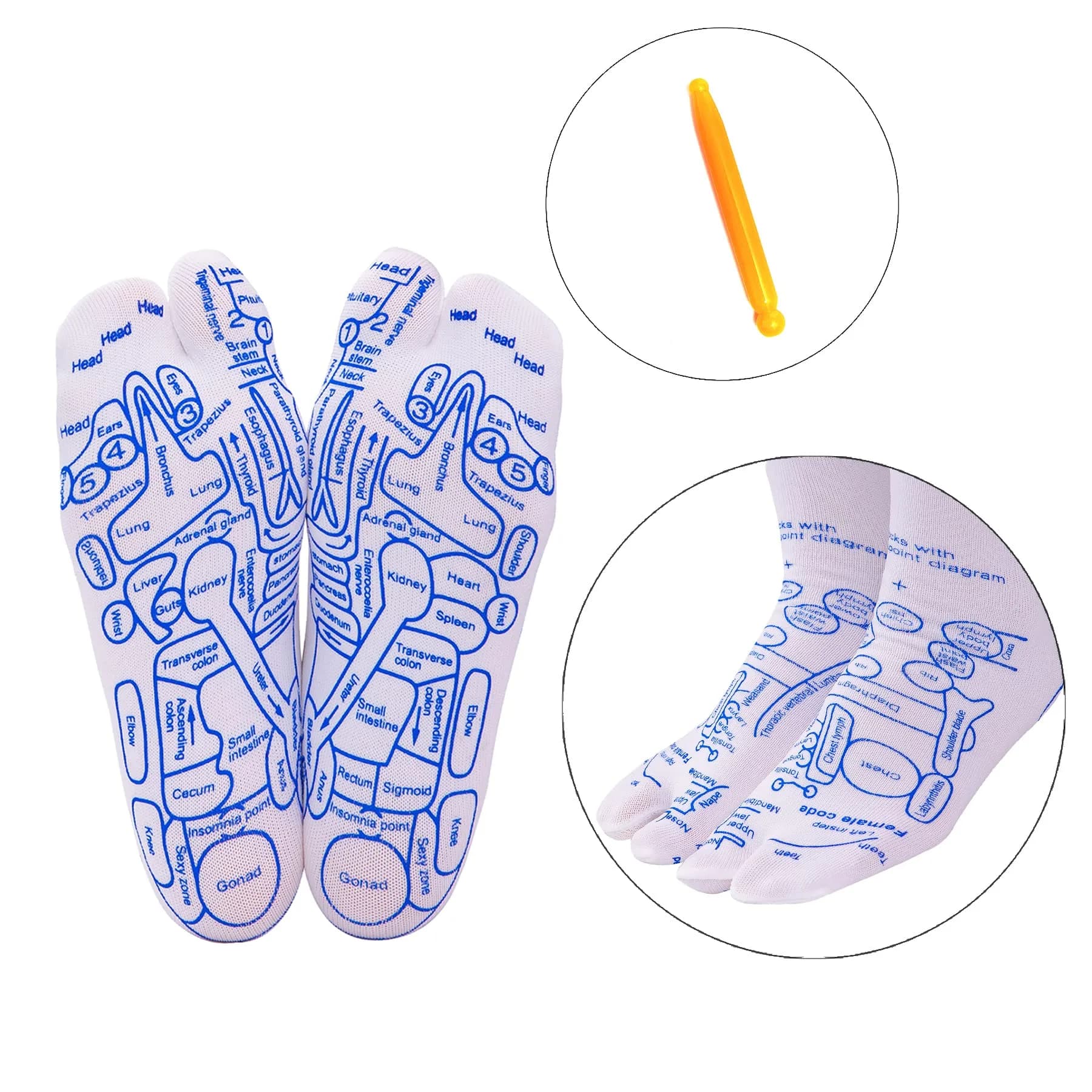 Broman Reflexology Socks for Foot Massage, Women's Size (1 Pair, Blue) | Precise Acupressure Point Targeting - view 2