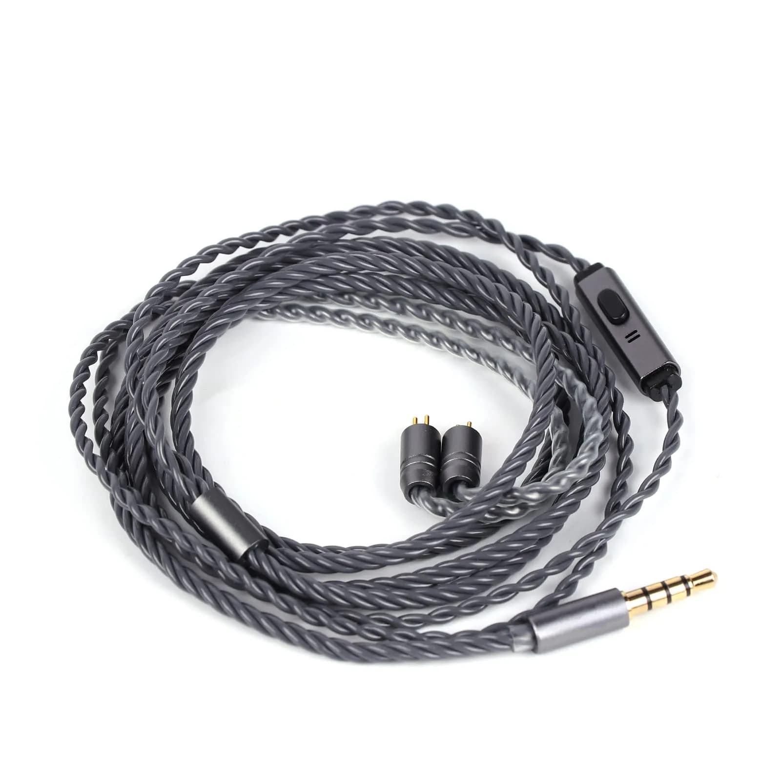 Linsoul Tripowin Grace Silver-Plated OFC Earphone Cable w/Mic | 1.25M, 3.5mm Plug, 2Pin, Microphone — 2Pin