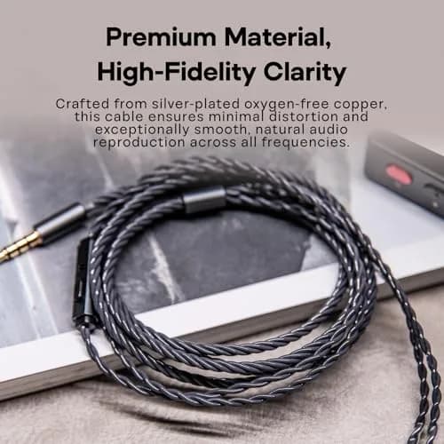 Linsoul Tripowin Grace Silver-Plated OFC Earphone Cable w/Mic | 1.25M, 3.5mm Plug, 2Pin, Microphone thumbnail 3