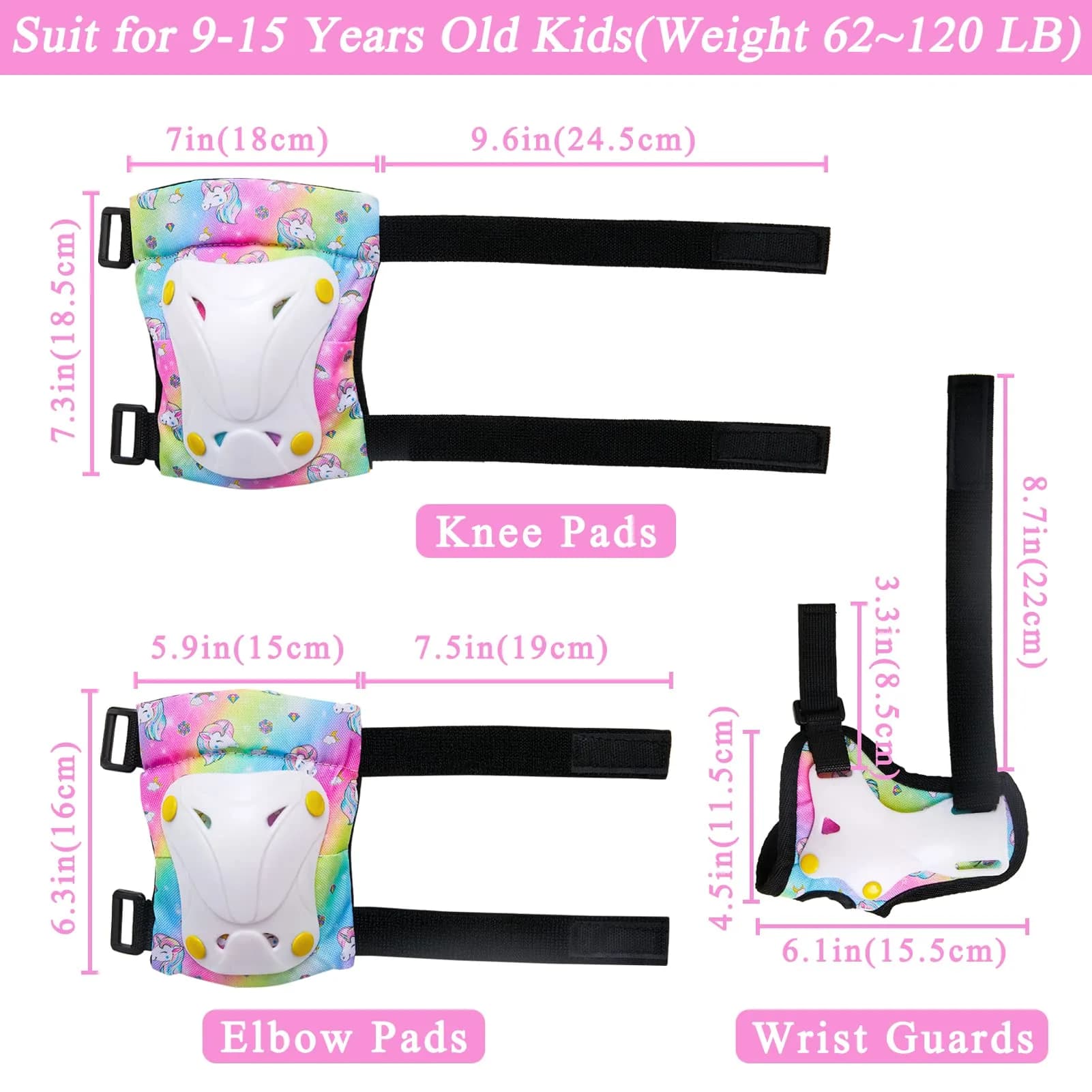 FIODAY Kids Protective Gear Set Medium (Rainbow) | Skateboarding, Cycling, Roller Skating - view 4