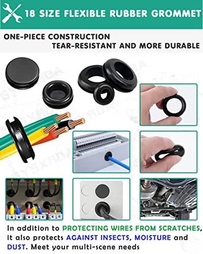 Gysxrda Rubber Grommet 125 PC - 18 Sizes Firewall Rubber Hole Plugs | Automotive & Home thumbnail 4