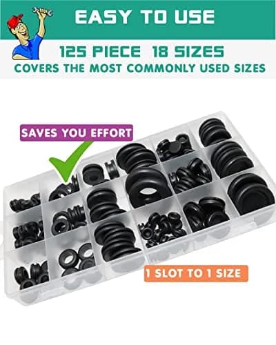 Gysxrda Rubber Grommet 125 PC - 18 Sizes Firewall Rubber Hole Plugs | Automotive & Home thumbnail 5