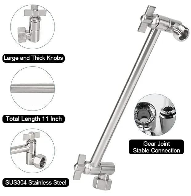 NearMoon Adjustable Shower Arm 11 Inch Brushed Nickel | Universal Connection, Anti-Leak, Easy Install thumbnail 4