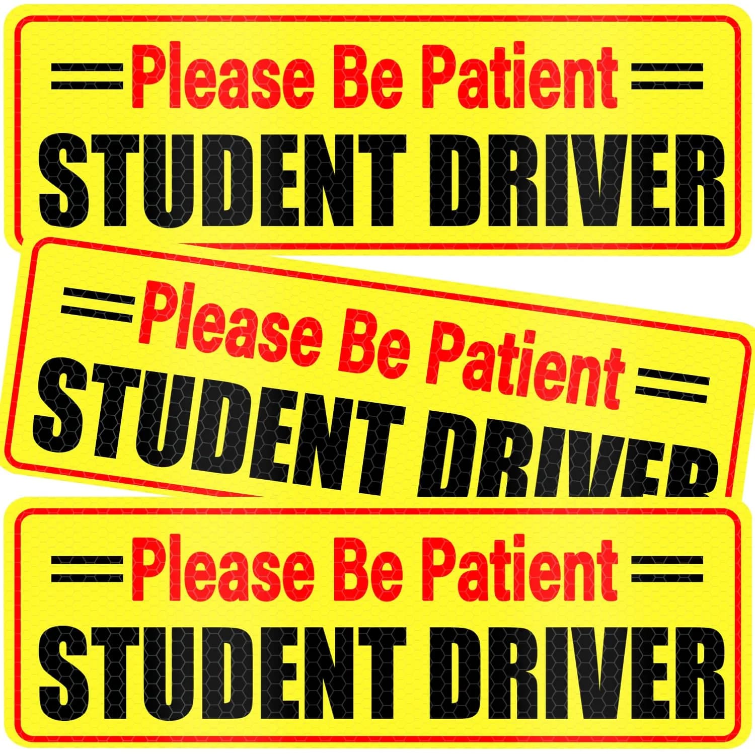 SINGARO Student Driver Magnet - Please Be Patient, Magnetic Sign, 3Pcs Reflective Novice Sticker, Removable Exterior Car Accessories - main product image