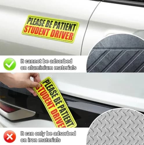 SINGARO Student Driver Magnet - Please Be Patient, Magnetic Sign, 3Pcs Reflective Novice Sticker, Removable Exterior Car Accessories thumbnail 3