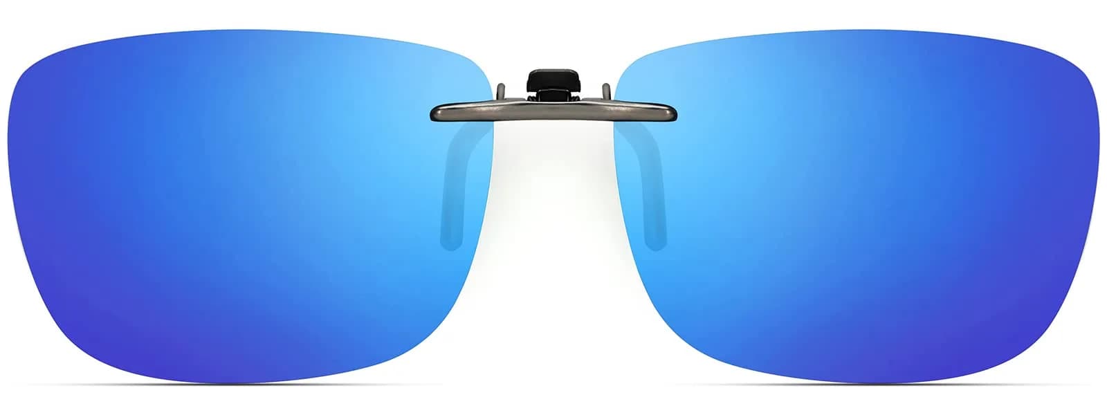 CAXMAN Polarized Clip On Sunglasses for Prescription Glasses Men & Women | Compact Fit, Blue Mirrored, Large