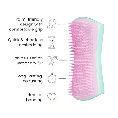 Tangle Teezer Large Pet Teezer De-Shedding Grooming Brush - Mint & Pink | Gentle, Effective Dog Grooming Tool thumbnail 4