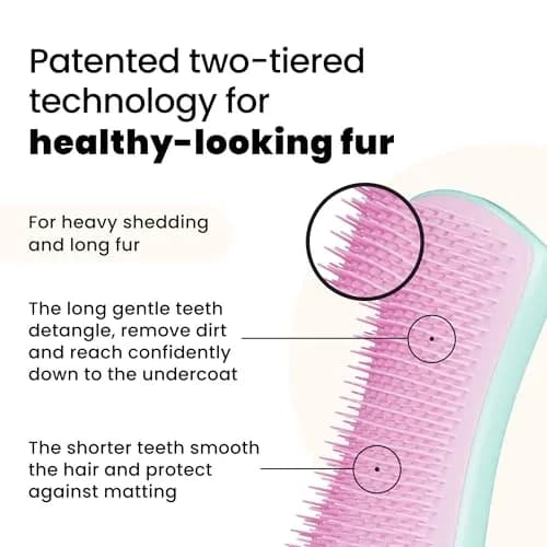 Tangle Teezer Large Pet Teezer De-Shedding Grooming Brush - Mint & Pink | Gentle, Effective Dog Grooming Tool thumbnail 2