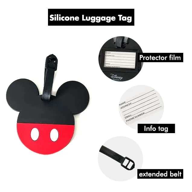 Disney Mickey Mouse and Minnie Mouse Luggage Tags PVC 4-Piece | Fun Travel Accessories for Kids & Adults thumbnail 10
