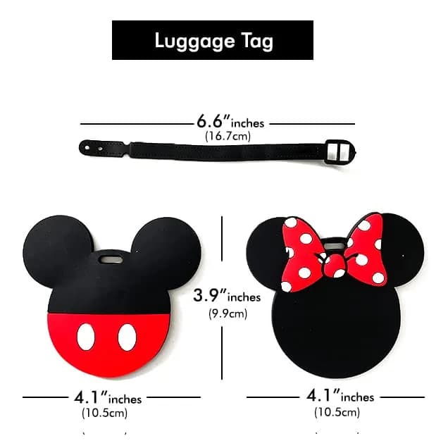 Disney Mickey Mouse and Minnie Mouse Luggage Tags PVC 4-Piece | Fun Travel Accessories for Kids & Adults thumbnail 13