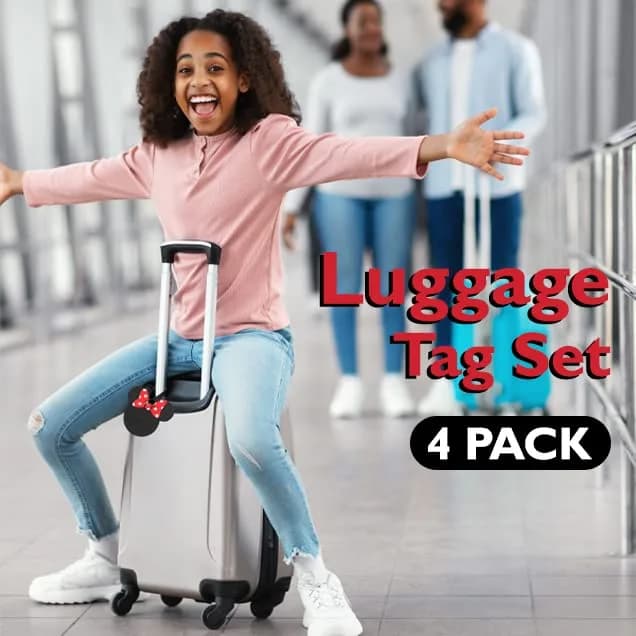 Disney Mickey Mouse and Minnie Mouse Luggage Tags PVC 4-Piece | Fun Travel Accessories for Kids & Adults thumbnail 2