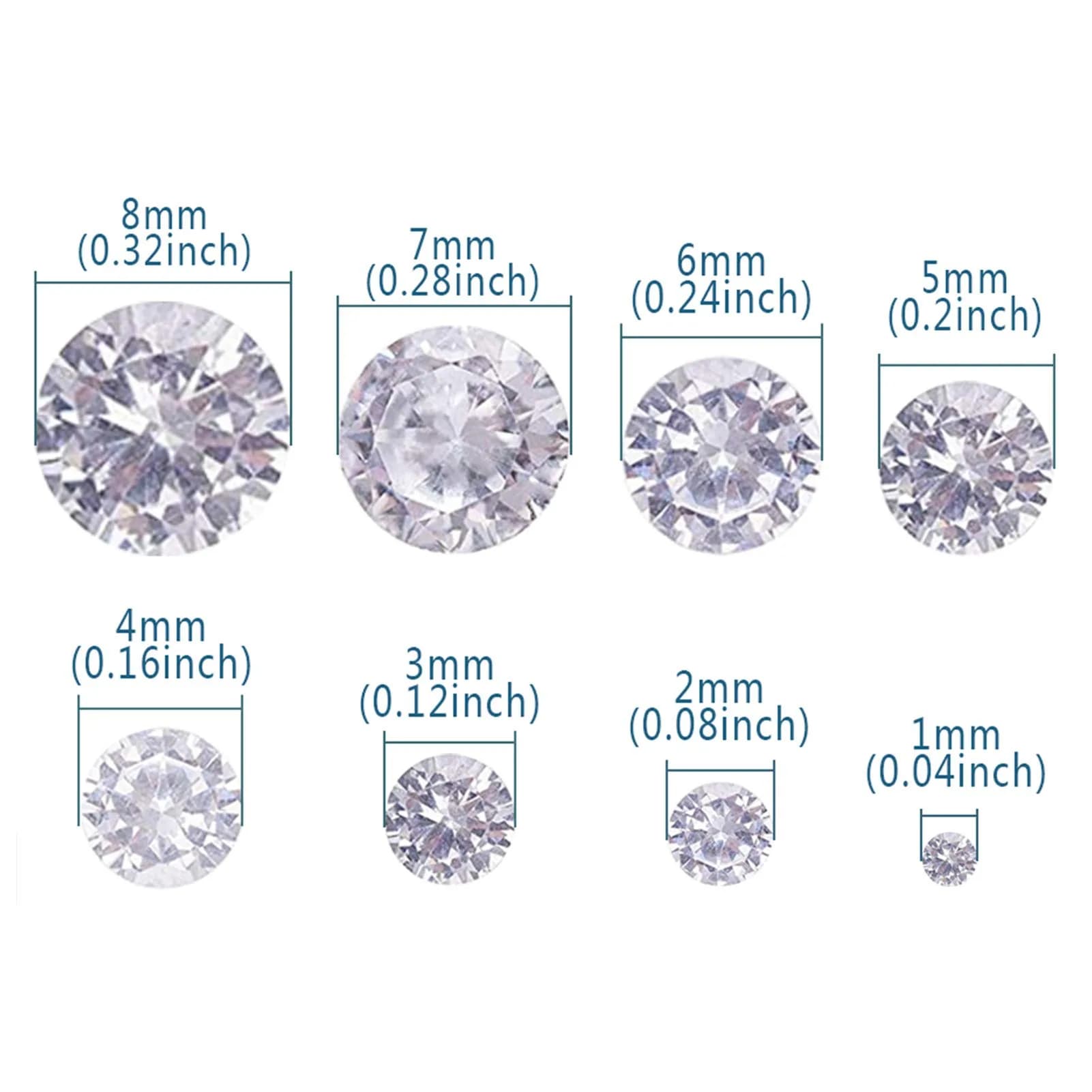 Jaydis Clear Cubic Zirconia Stones 160pcs (1mm-8mm) | Faceted Round Gems for Jewelry Making - view 2