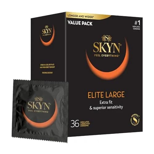 SKYN Elite Large Ultra-Thin Lubricated Condoms, 36 Count | Latex-Free Polyisoprene for Enhanced Sensitivity thumbnail 1
