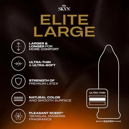 SKYN Elite Large Ultra-Thin Lubricated Condoms, 36 Count | Latex-Free Polyisoprene for Enhanced Sensitivity thumbnail 4