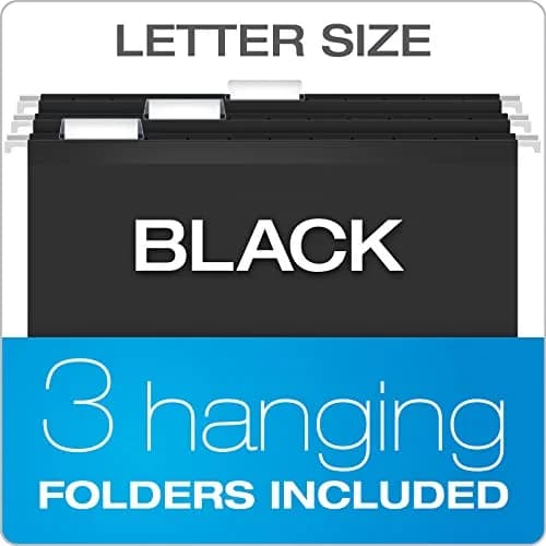 Pendaflex Portable File Box with File Rails, Hinged Lid, Black, 3 Letter Size Hanging Folders Included | Heavy Duty Plastic Organizer thumbnail 6