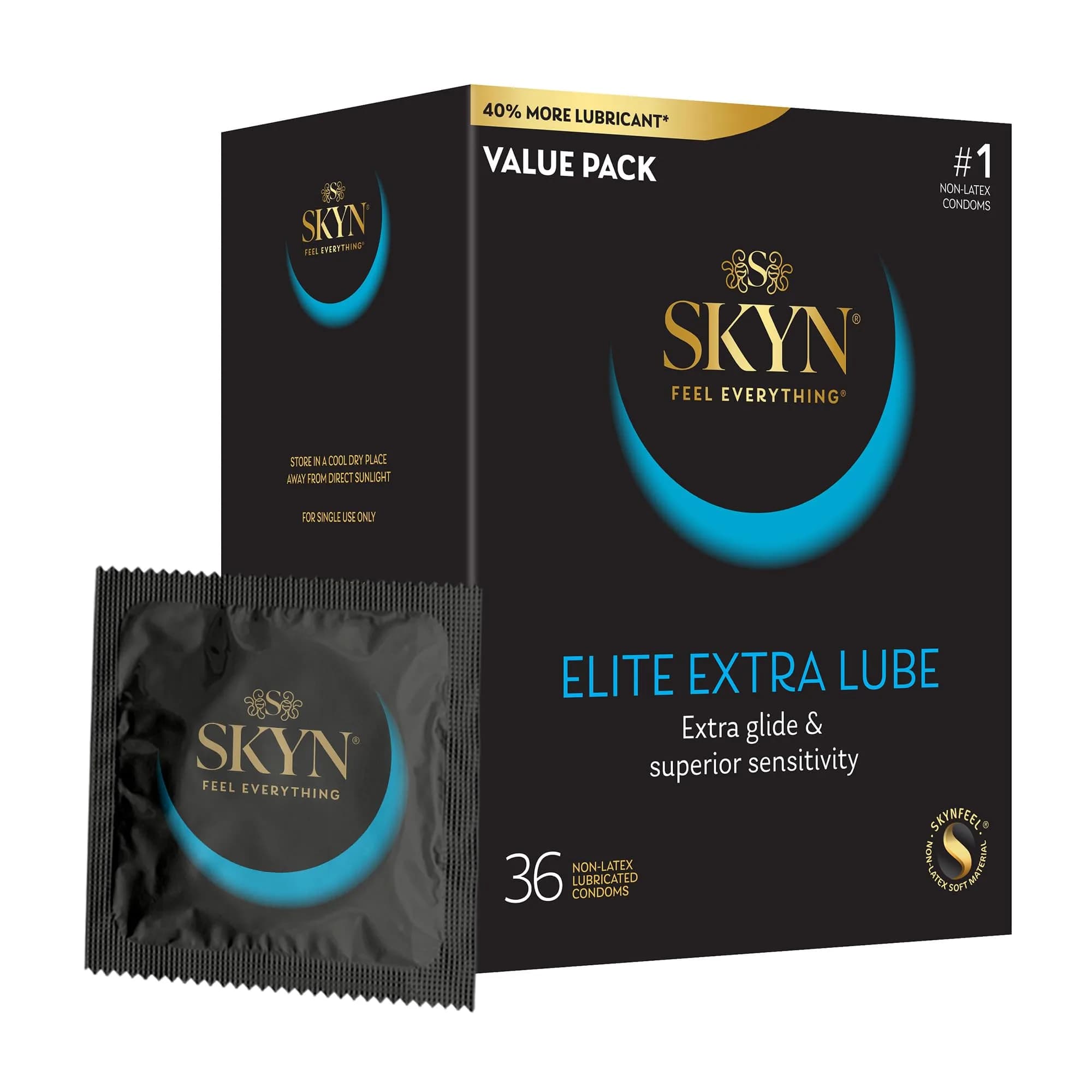 SKYN Elite Extra Lube Condoms - 36 Count - Ultra-Thin, Lubricated Latex-Free Condoms - main product image