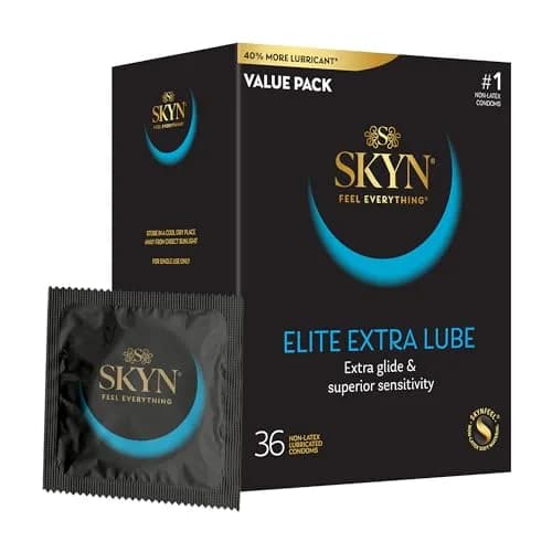 SKYN Elite Extra Lube Condoms - 36 Count - Ultra-Thin, Lubricated Latex-Free Condoms - main product image