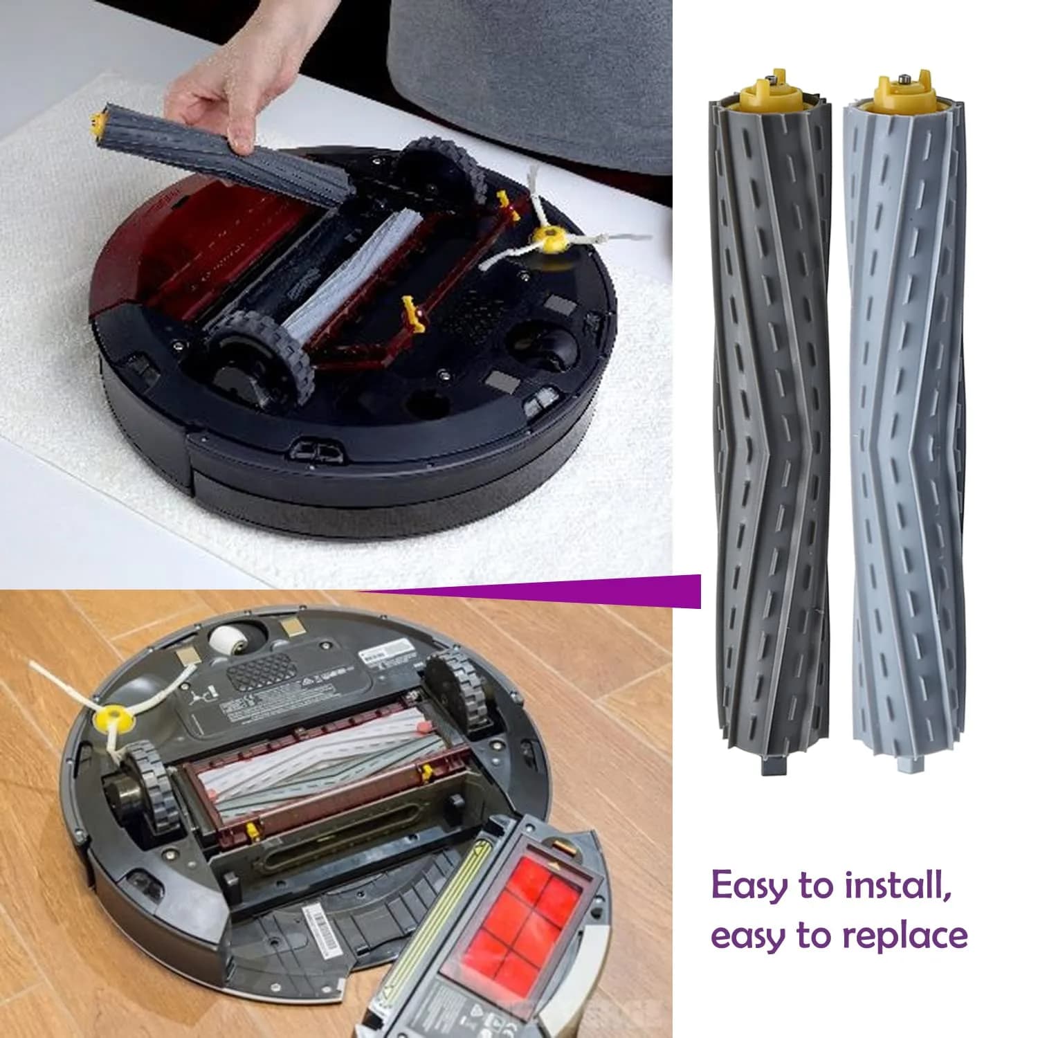 PELLYDA Replacement Rubber Roller Brushes for iRobot Roomba 800 & 900 Series | Tangle-Free Debris Extractor (2 Sets) - view 5