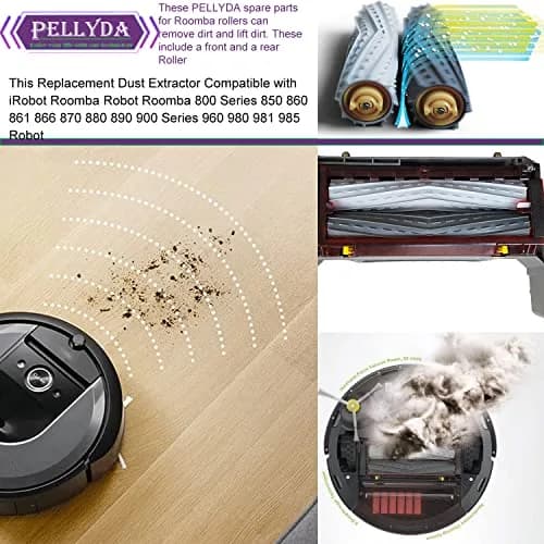 PELLYDA Replacement Rubber Roller Brushes for iRobot Roomba 800 & 900 Series | Tangle-Free Debris Extractor (2 Sets) thumbnail 6