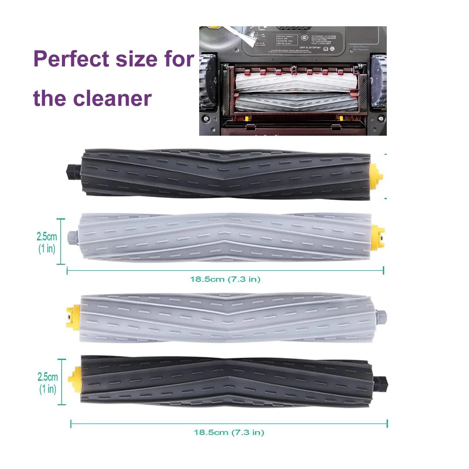 PELLYDA Replacement Rubber Roller Brushes for iRobot Roomba 800 & 900 Series | Tangle-Free Debris Extractor (2 Sets) - view 2