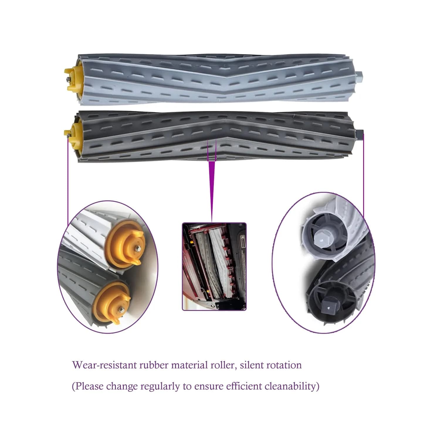 PELLYDA Replacement Rubber Roller Brushes for iRobot Roomba 800 & 900 Series | Tangle-Free Debris Extractor (2 Sets) - view 4