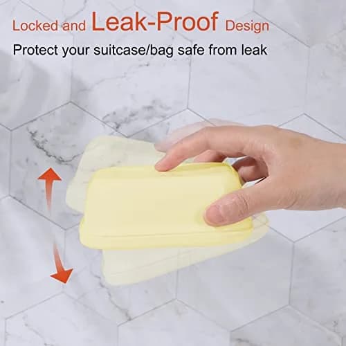 Quatish Leakproof Soap Dish with Lid & Draining Layer | Portable Travel Soap Holder for Camping & Gym, Yellow thumbnail 2