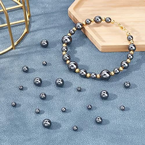 PH PandaHall Black Synthetic Hematite Beads 316pcs 4 Sizes Round Gemstone Beads | 4mm-10mm thumbnail 4