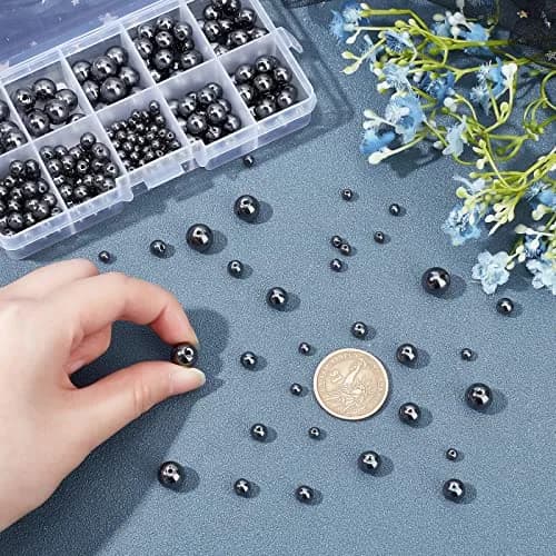 PH PandaHall Black Synthetic Hematite Beads 316pcs 4 Sizes Round Gemstone Beads | 4mm-10mm thumbnail 6