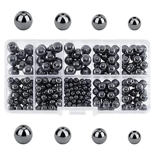 PH PandaHall Black Synthetic Hematite Beads 316pcs 4 Sizes Round Gemstone Beads | 4mm-10mm thumbnail 1
