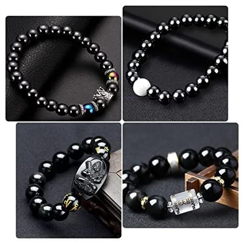 PH PandaHall Black Synthetic Hematite Beads 316pcs 4 Sizes Round Gemstone Beads | 4mm-10mm thumbnail 2