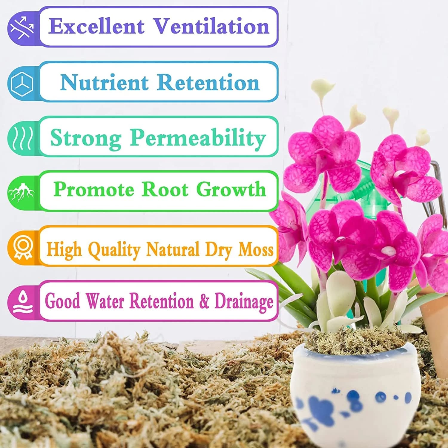 Legigo Premium Sphagnum Moss - 6 Quart (5.3 oz) Natural Long Fiber for Orchids & Succulents - view 3
