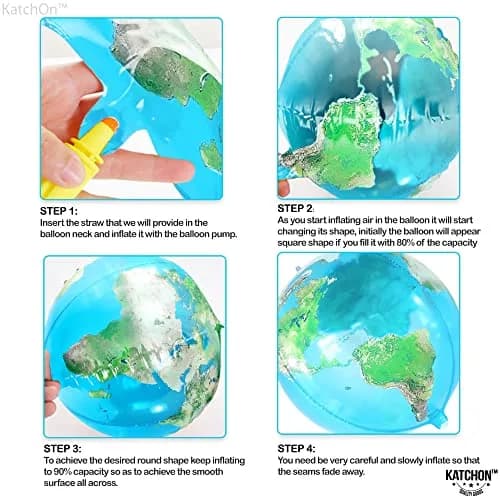 KatchOn 22 Inch Globe Balloons (Pack of 6) | 4D World Map Balloon for Earth Day Decorations thumbnail 4