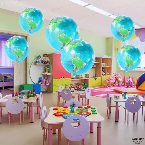 KatchOn 22 Inch Globe Balloons (Pack of 6) | 4D World Map Balloon for Earth Day Decorations thumbnail 6