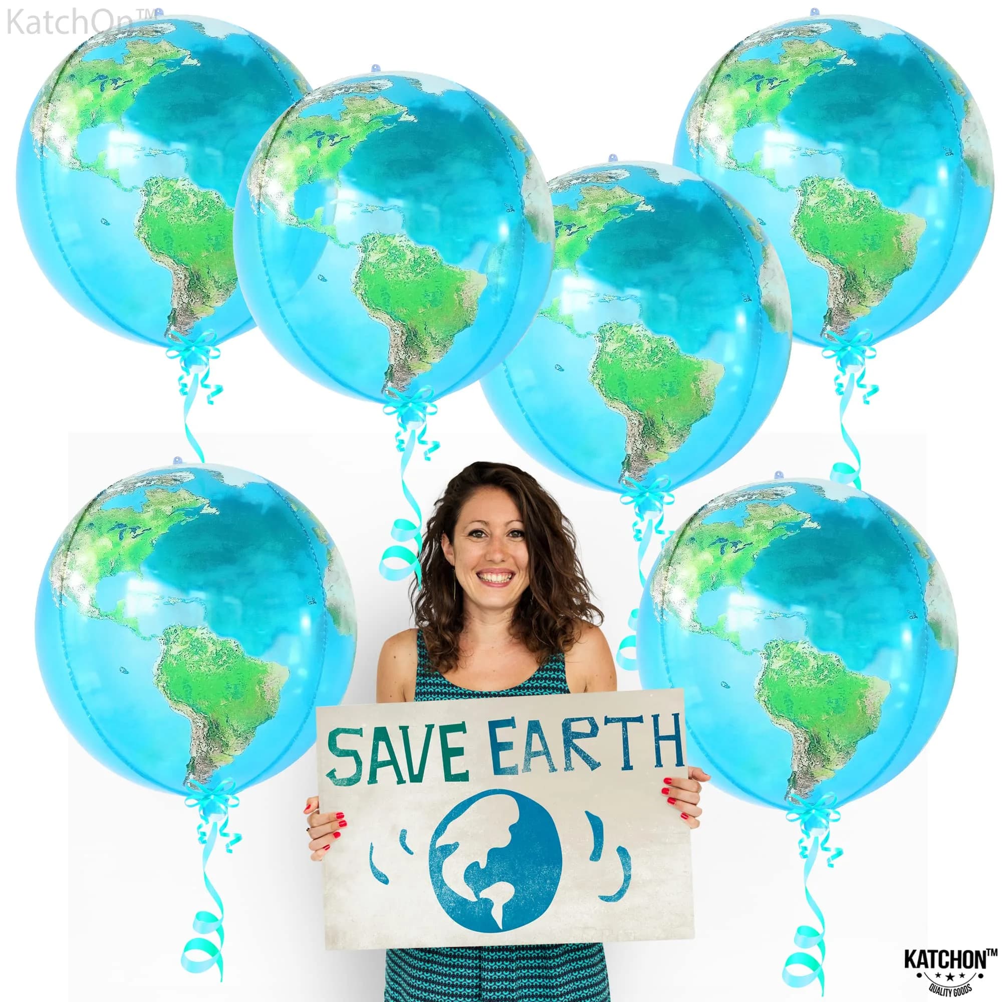 KatchOn 22 Inch Globe Balloons (Pack of 6) | 4D World Map Balloon for Earth Day Decorations - view 7