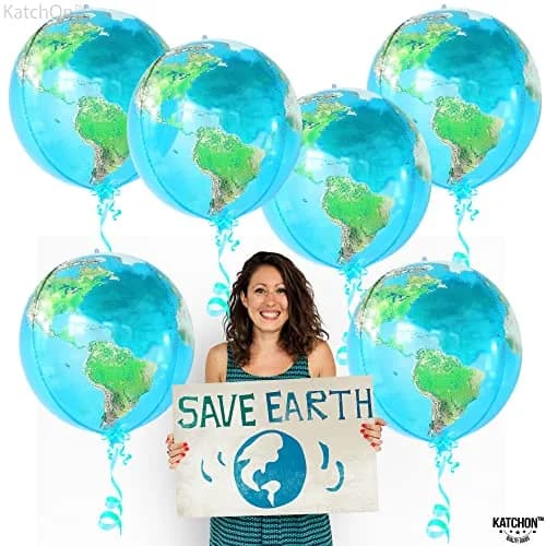 KatchOn 22 Inch Globe Balloons (Pack of 6) | 4D World Map Balloon for Earth Day Decorations thumbnail 7