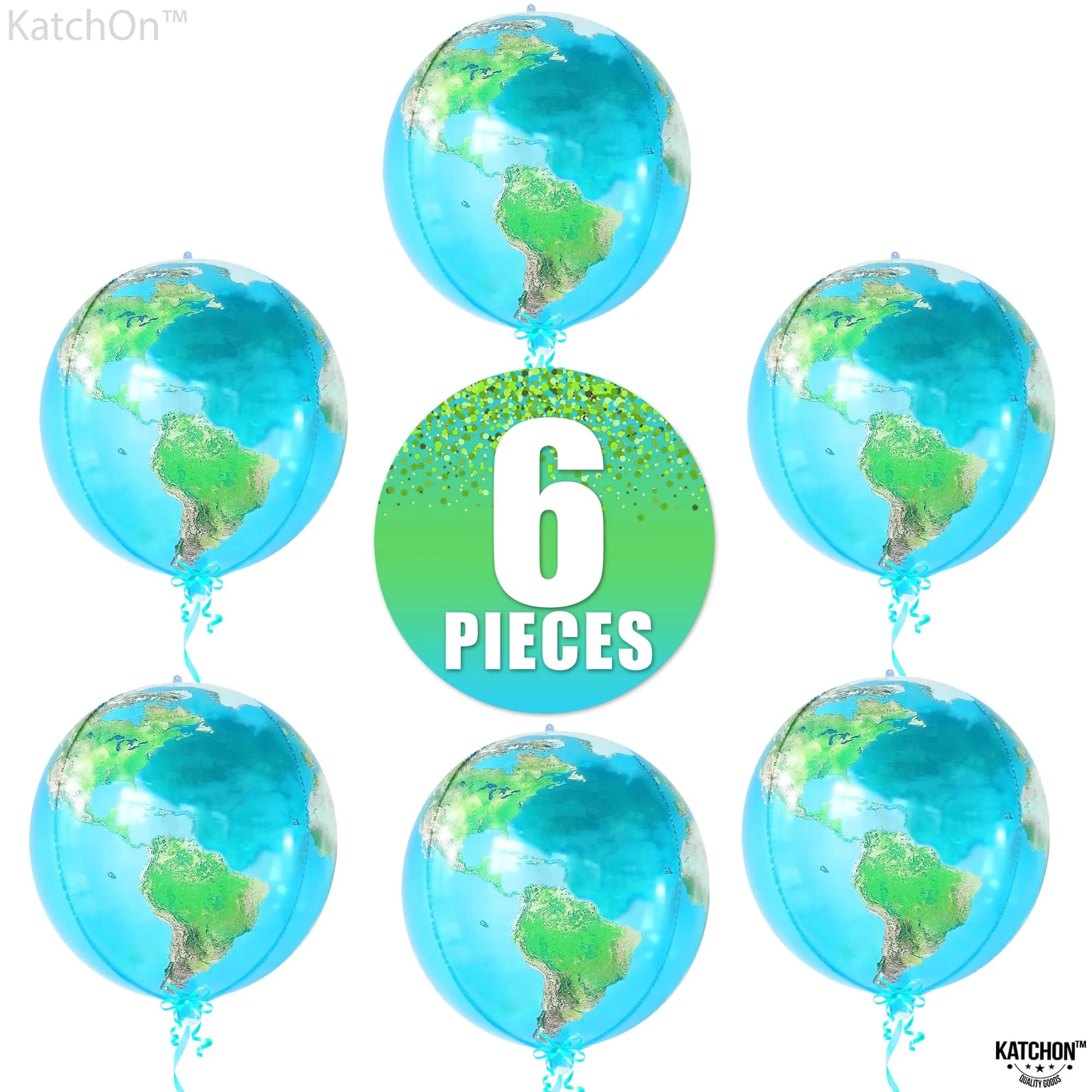 KatchOn 22 Inch Globe Balloons (Pack of 6) | 4D World Map Balloon for Earth Day Decorations - view 2
