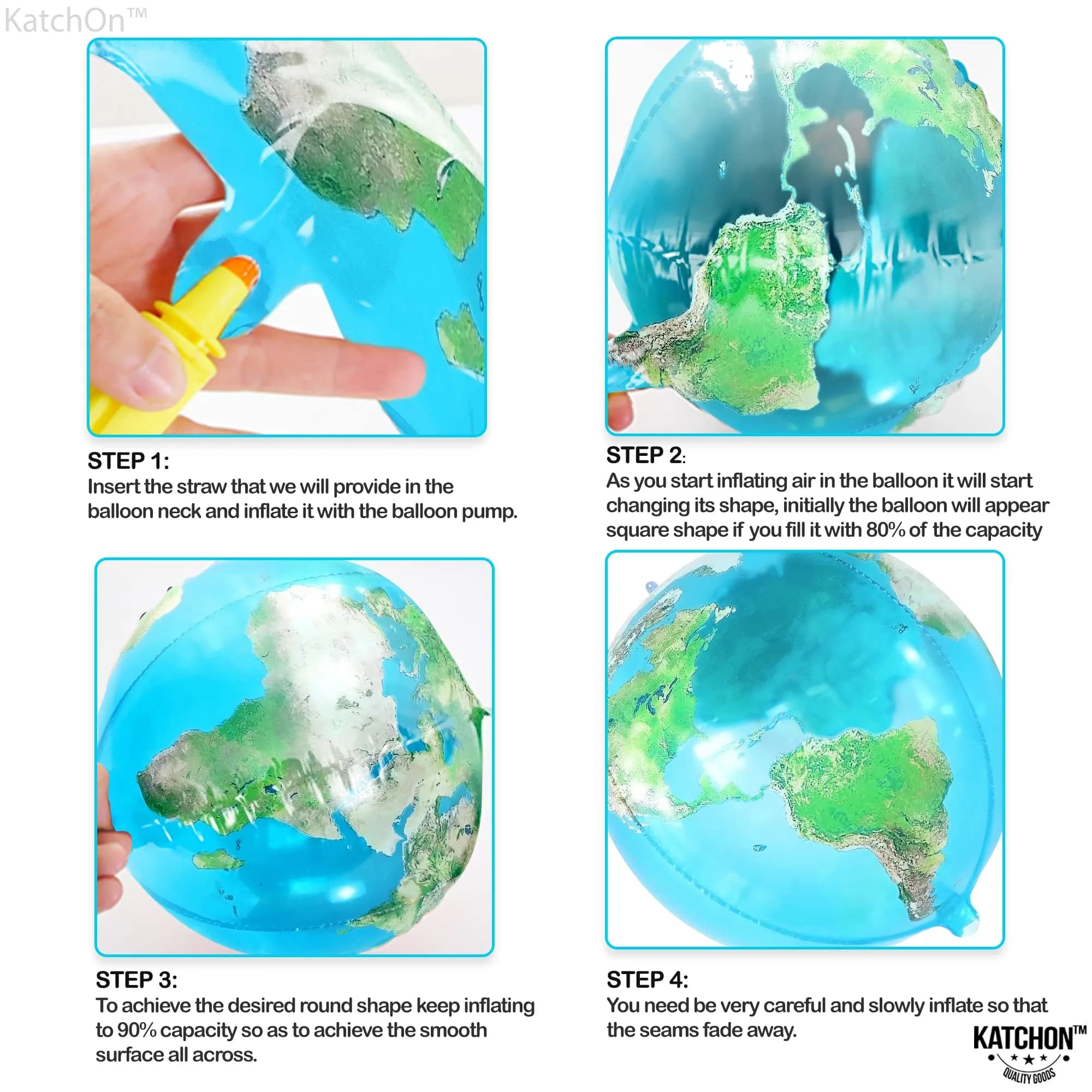 KatchOn 22 Inch Globe Balloons (Pack of 6) | 4D World Map Balloon for Earth Day Decorations - view 4